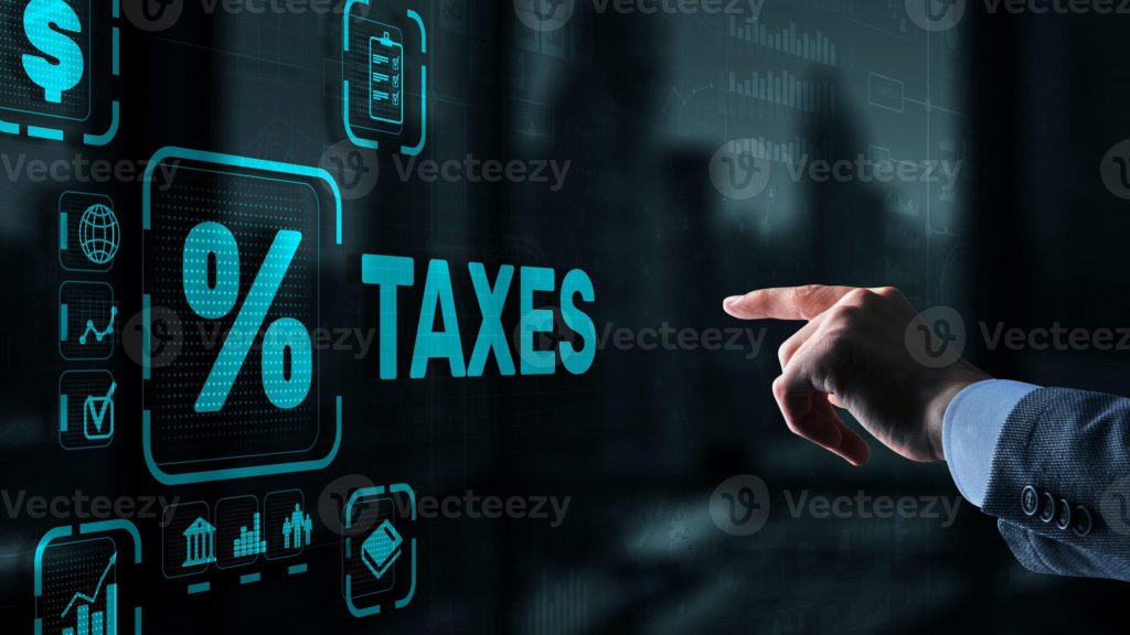 concept-of-taxes-paid-by-individuals-and-corporations-such-as-vat-income-tax-and-property-tax-background-for-your-business-photo